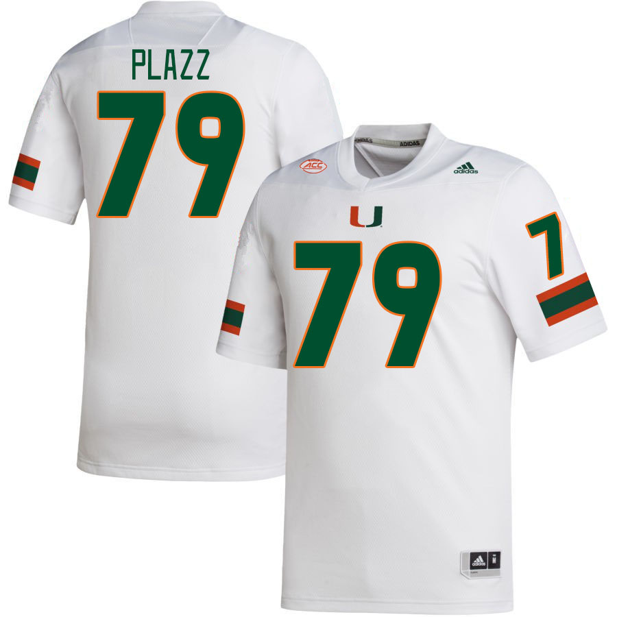 Men #79 Deryc Plazz Miami Hurricanes College Football Jerseys Stitched-White